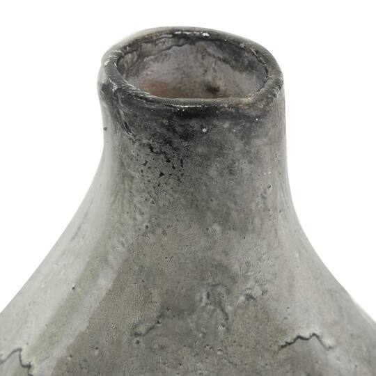 Gray Paper Mache Marble Inspired Decorative Vase with Cutout Handle